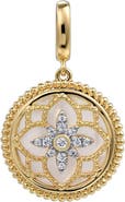 Gabriel & Co. Bujukan Diamond & Mother-of-Pearl Floral Medallion Charm