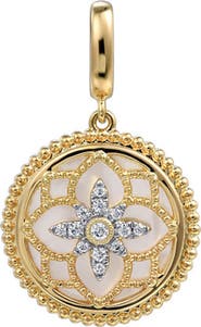 Gabriel & Co. Bujukan Diamond & Mother-of-Pearl Floral Medallion Charm