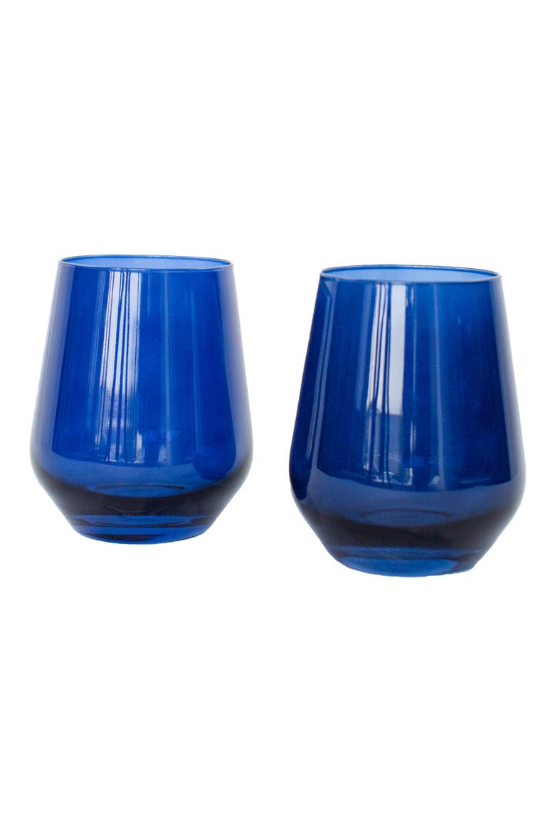 Set of 2 Stemless Wine Glasses, Main, color, MIDNIGHT