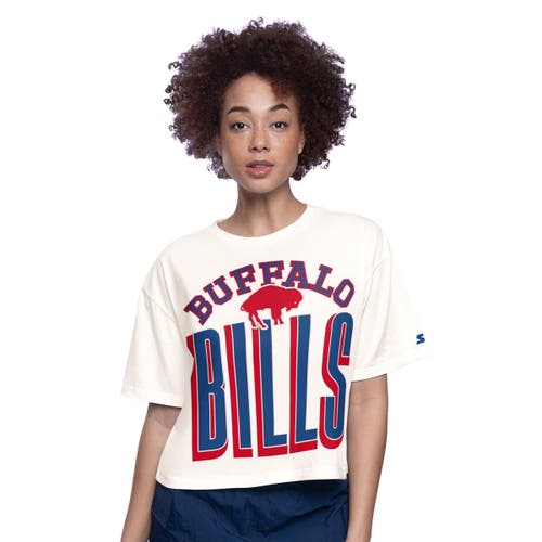 Starter White Buffalo Bills Throwback Play The Ball Boxy Cropped T-shirt