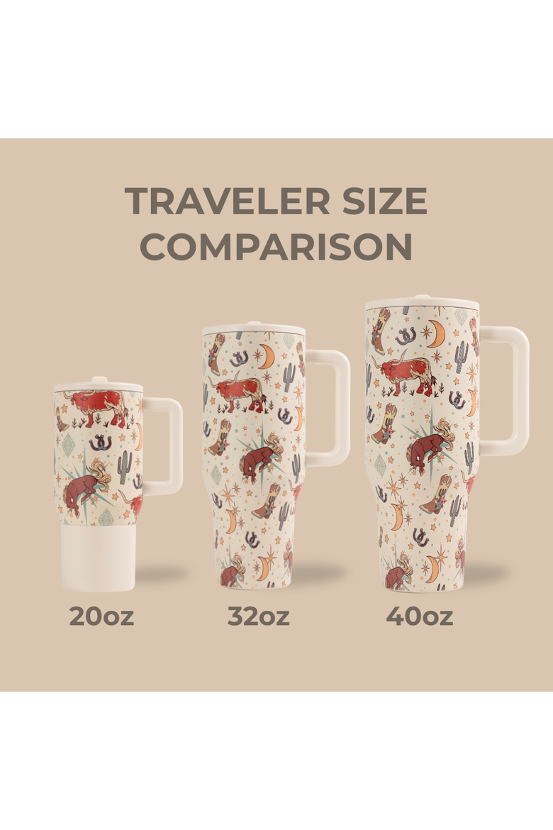 Traveler - Leakproof Insulated 40oz Water Bottle with Handle & Flip Straw, Alternate, color, Rodeo