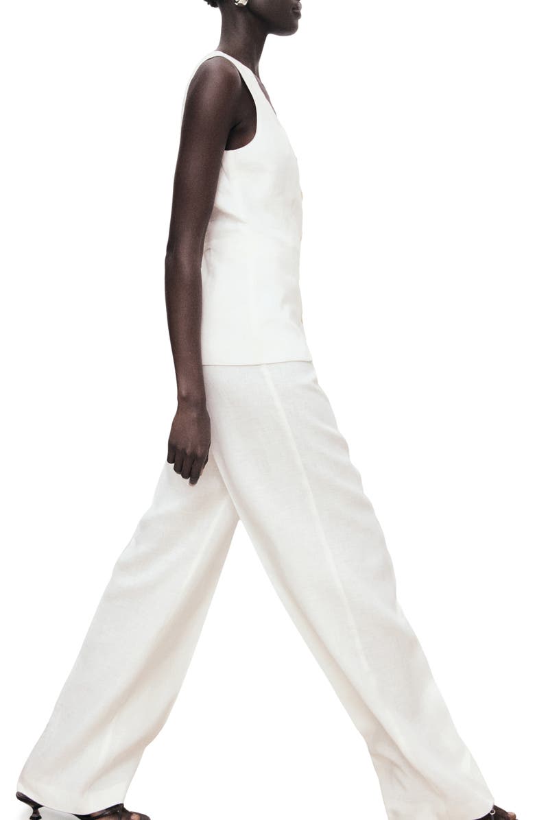 MANGO Sleeveless Linen Jumpsuit, Alternate, color, Off White