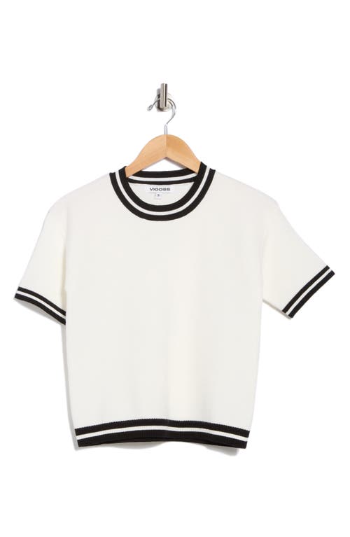 Vigoss Tipped Short Sleeve Sweater In Multi