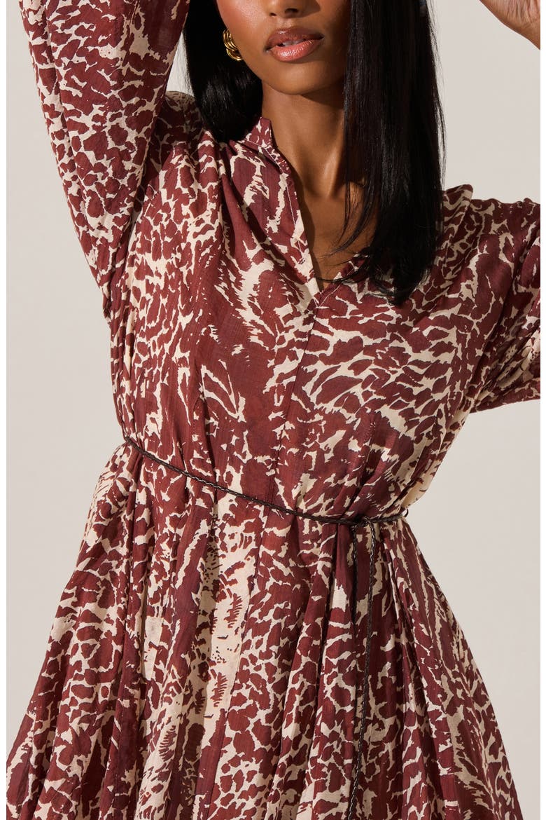 Marisela Long Sleeve Minidress, Alternate, color, RUST PRINT