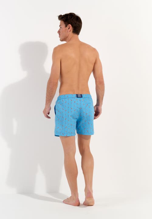 Hom Espelette Beach Boxer In Turquoise Print