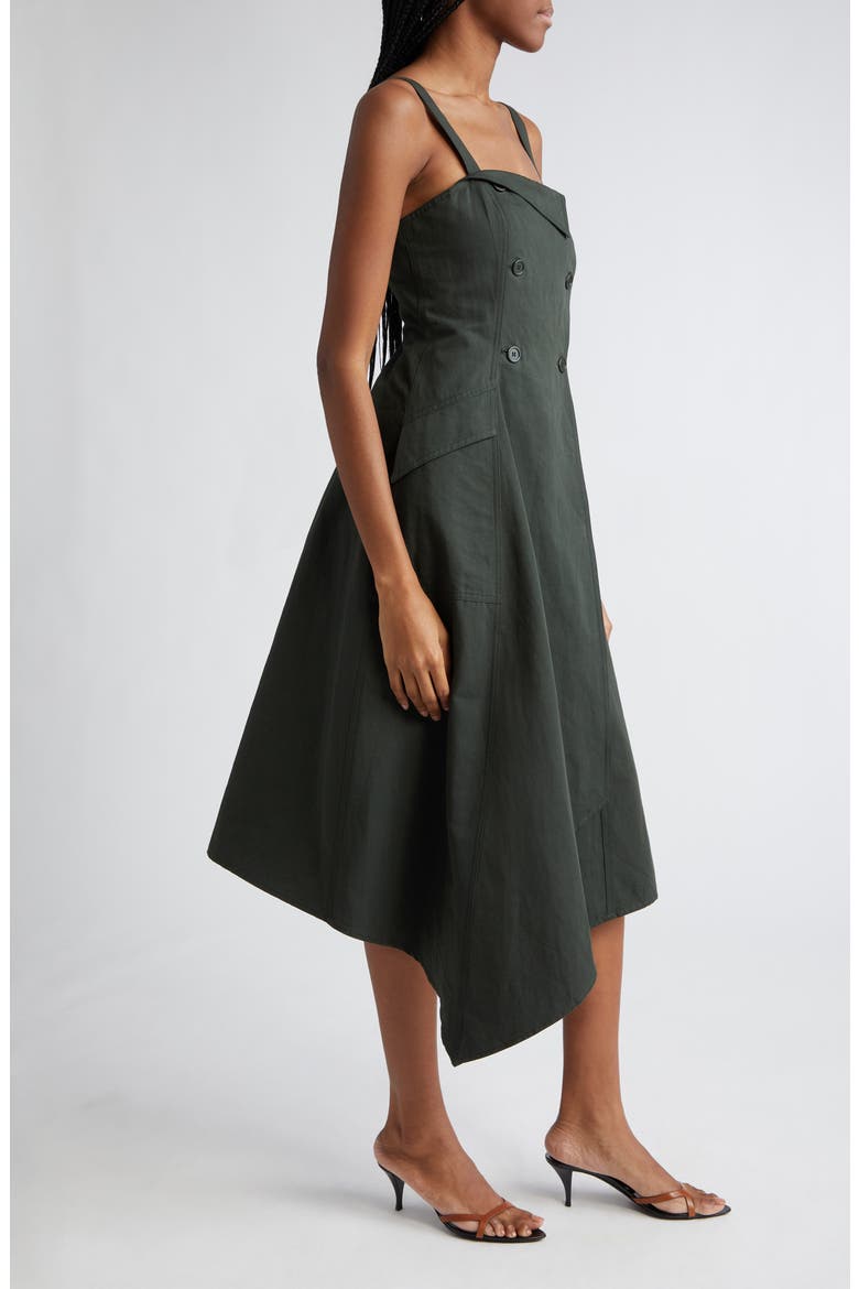 Scarlett Cotton & Linen Asymmetric Dress, Alternate, color, MOSSY