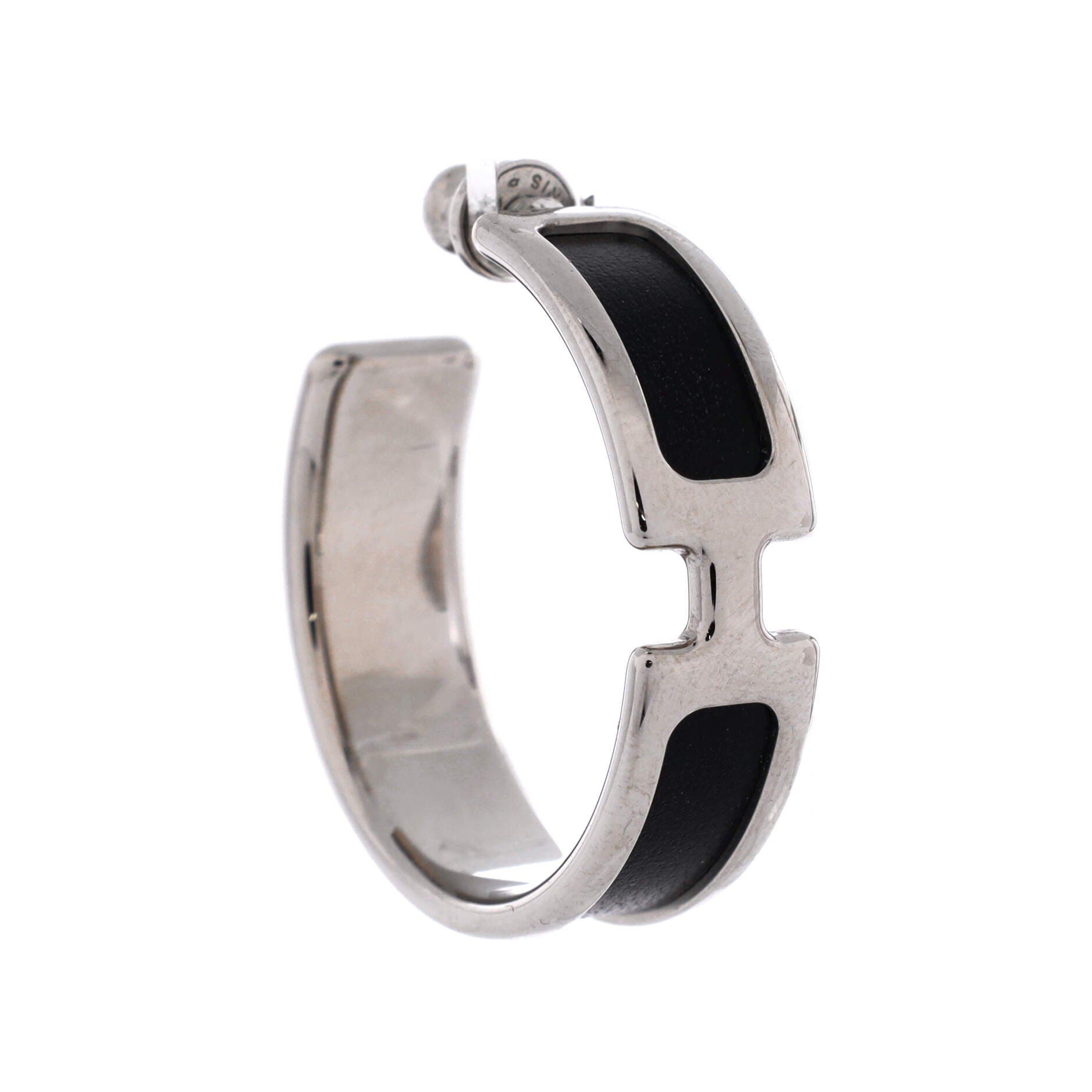Olympe Hoop Earrings Metal and Leather, Alternate, color, Metallic Silver