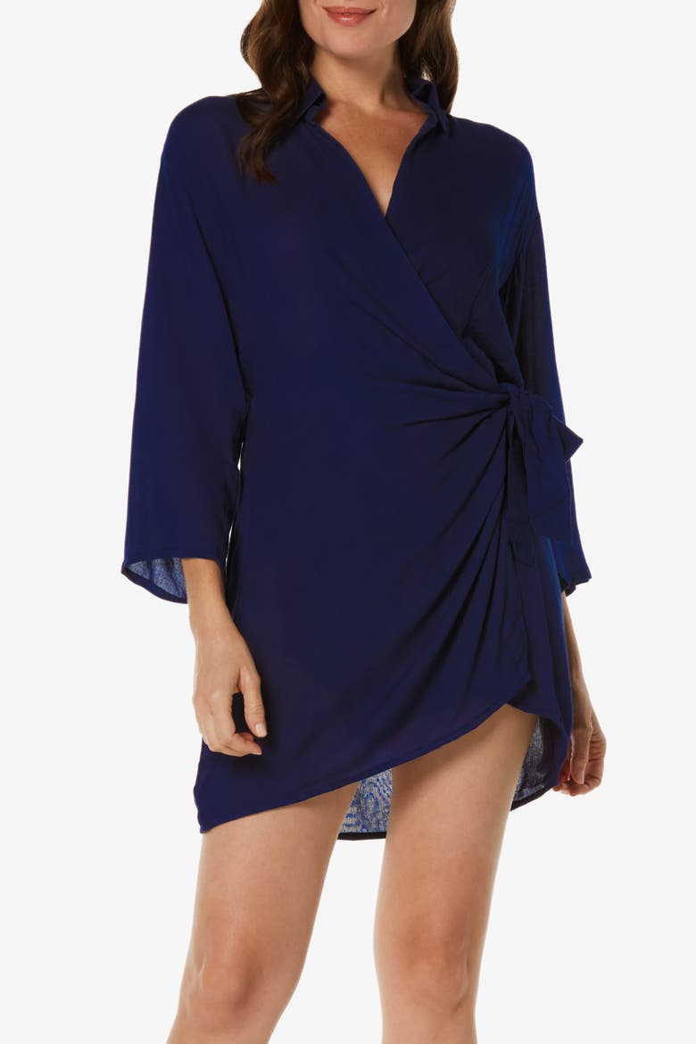 Monaco Wrap Dress, Main, color, Navy