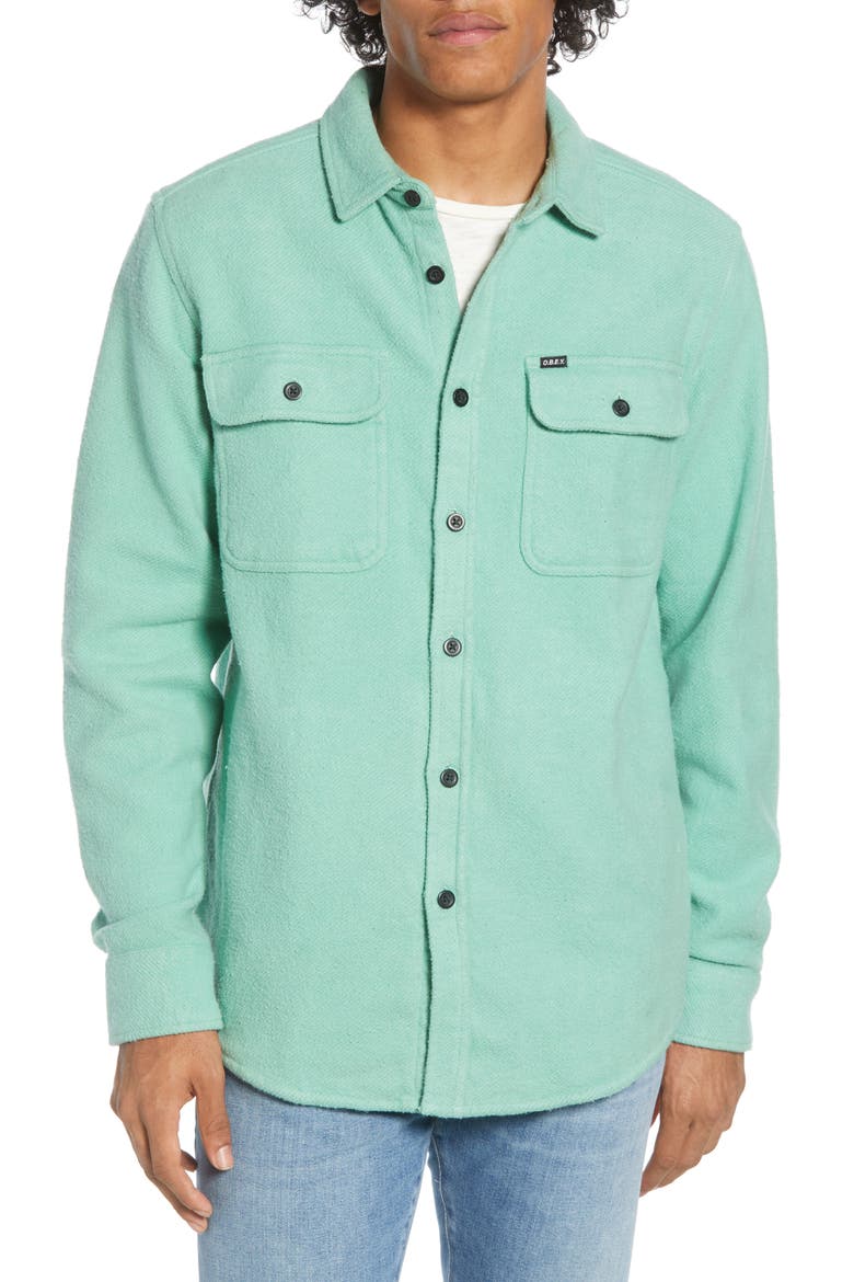 Outpost Button-Up Chunky Flannel Shirt, Alternate, color, SAGE