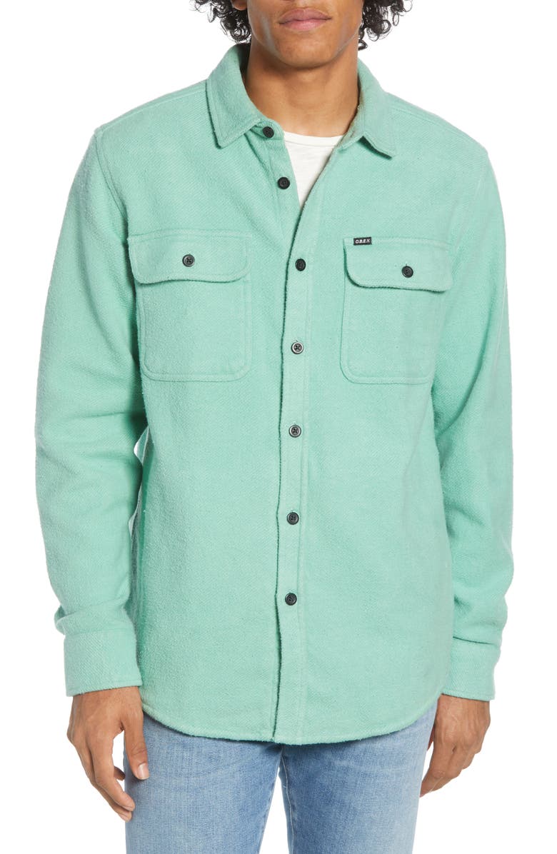 Obey Outpost Button-Up Chunky Flannel Shirt, Alternate, color, 