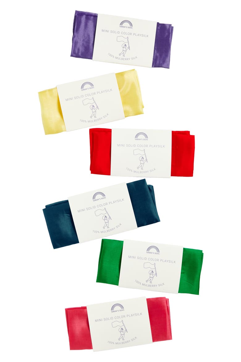 Set of 5 Mini Primary Playsilks, Main, color, PRIMARY