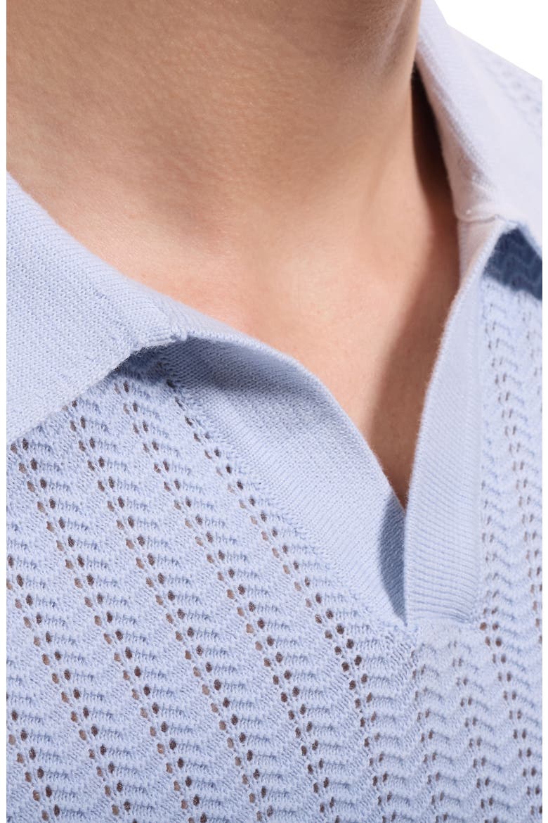 Pointelle Stitch Cotton & Silk Polo Sweater, Alternate, color, ICE
