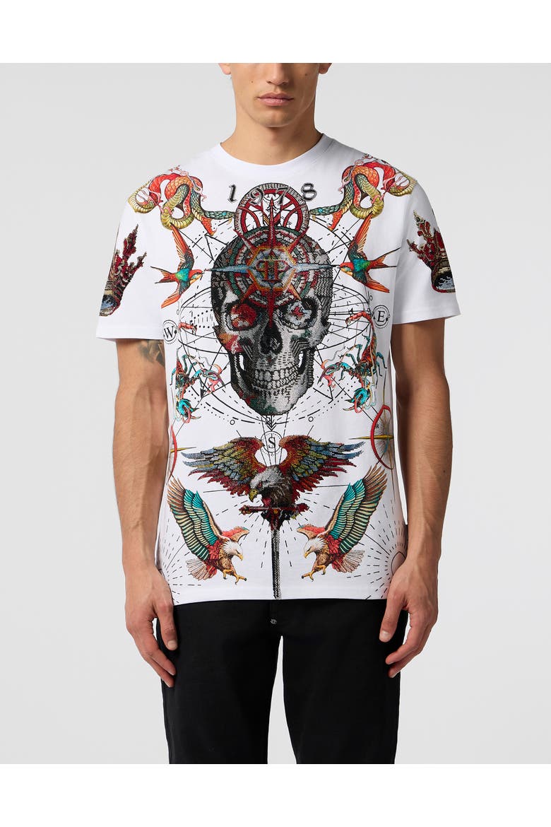 Round Neck T-Shirt Tattoo Stones Men, Main, color, white