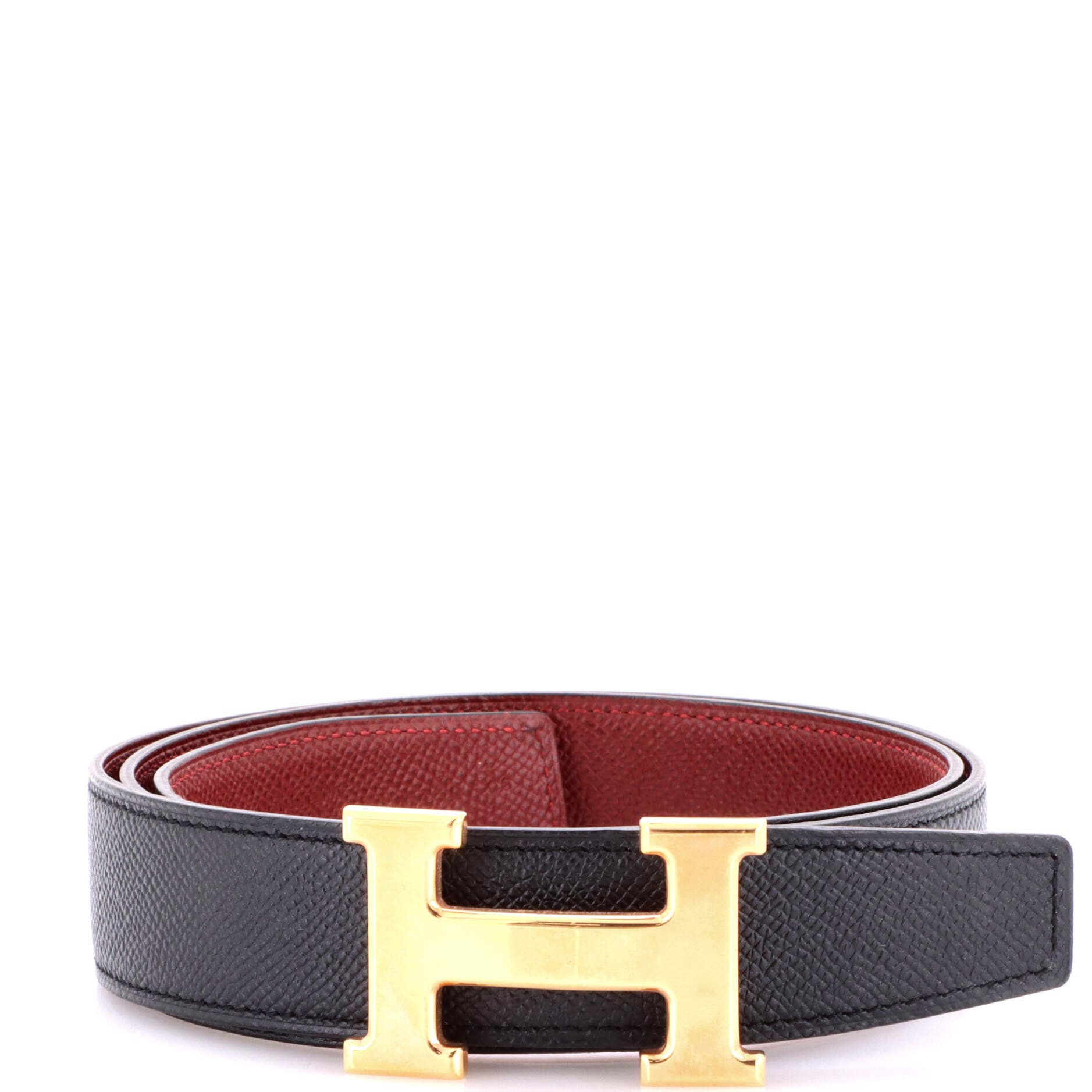 Pre-Owned Hermes Constance Reversible Belt Leather Wide, Main, color, Black