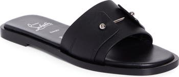 【Christian Louboutin】 Chambelimule leather slides Chambeliss Sandal - Sandals - Calf leather - Black - Men