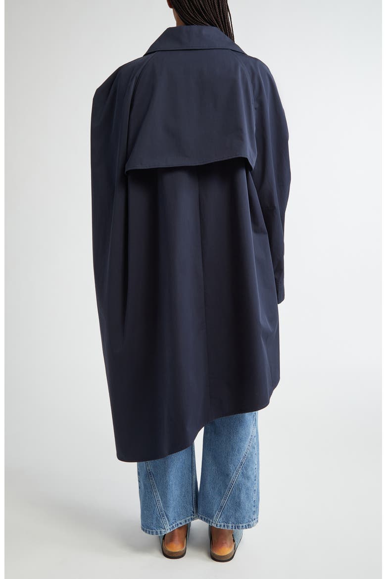 Asymmetric Cotton Twill Cape Trench Coat, Alternate, color, BRIGHT NAVY