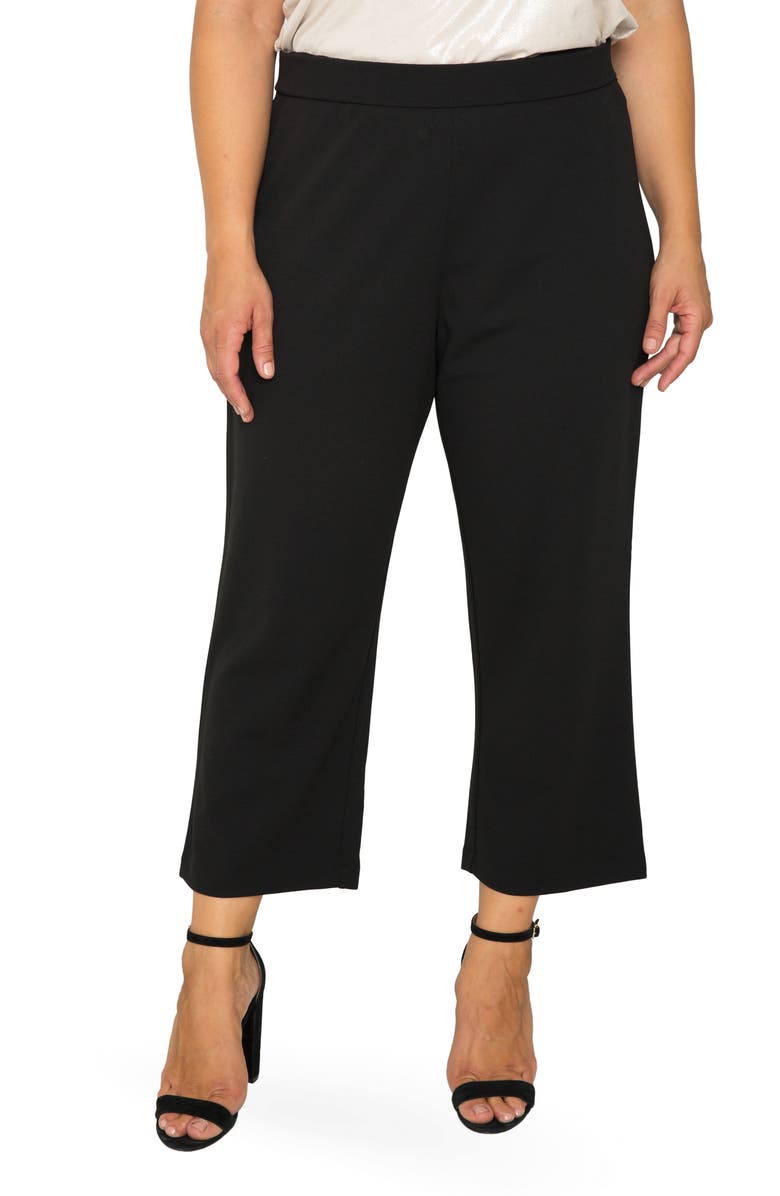 Standards & Practices High Waist Stretch Crepe Crop Pants, Main, color, Black