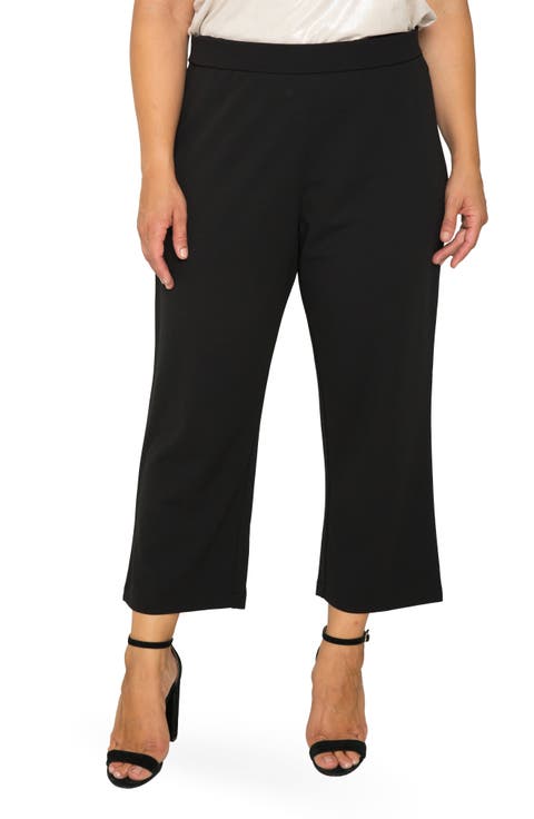 High Waist Stretch Crepe Crop Pants (Plus Size)