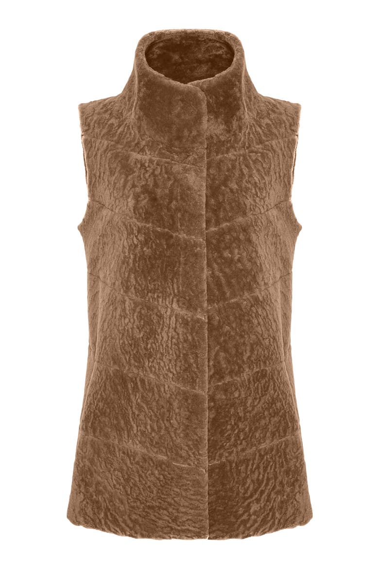 Reversible Genuine Shearling Vest, Alternate, color, CAMEL/CAMEL