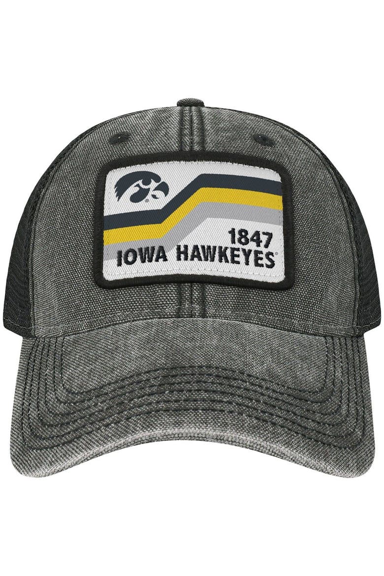 Men's Black Iowa Hawkeyes Sun & Bars Dashboard Trucker Snapback Hat, Alternate, color, Black