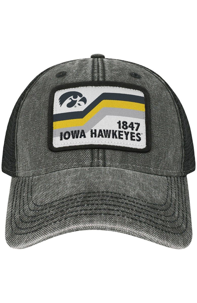 LEGACY ATHLETIC Men's Black Iowa Hawkeyes Sun & Bars Dashboard Trucker Snapback Hat, Alternate, color, Black