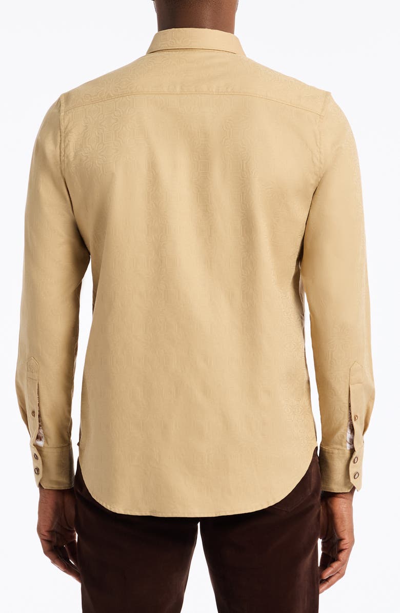 Robert Graham Odyssey Classic Fit Long Sleeve Stretch Cotton Button-Up Shirt, Alternate, color, Khaki