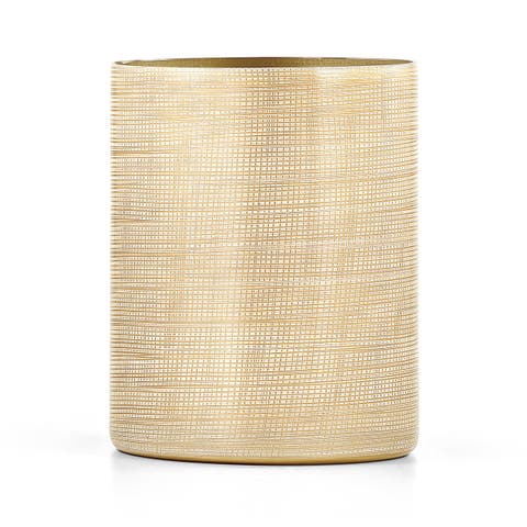 Woven Gold Waste Basket
