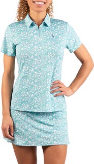TailorByrd Floral Print Quarter Zip Polo