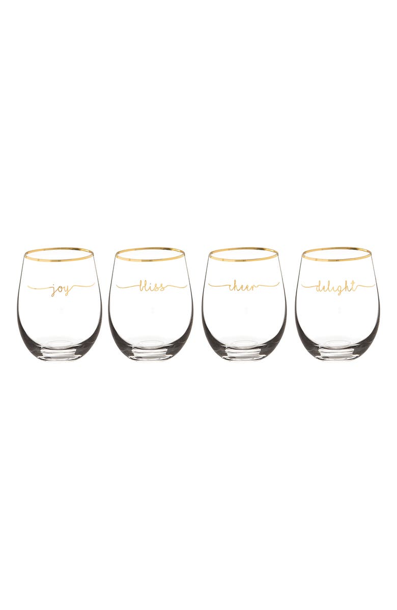 Cathy's Concepts Bliss Set of 4 Stemless Wine Glasses, Main, color, 
