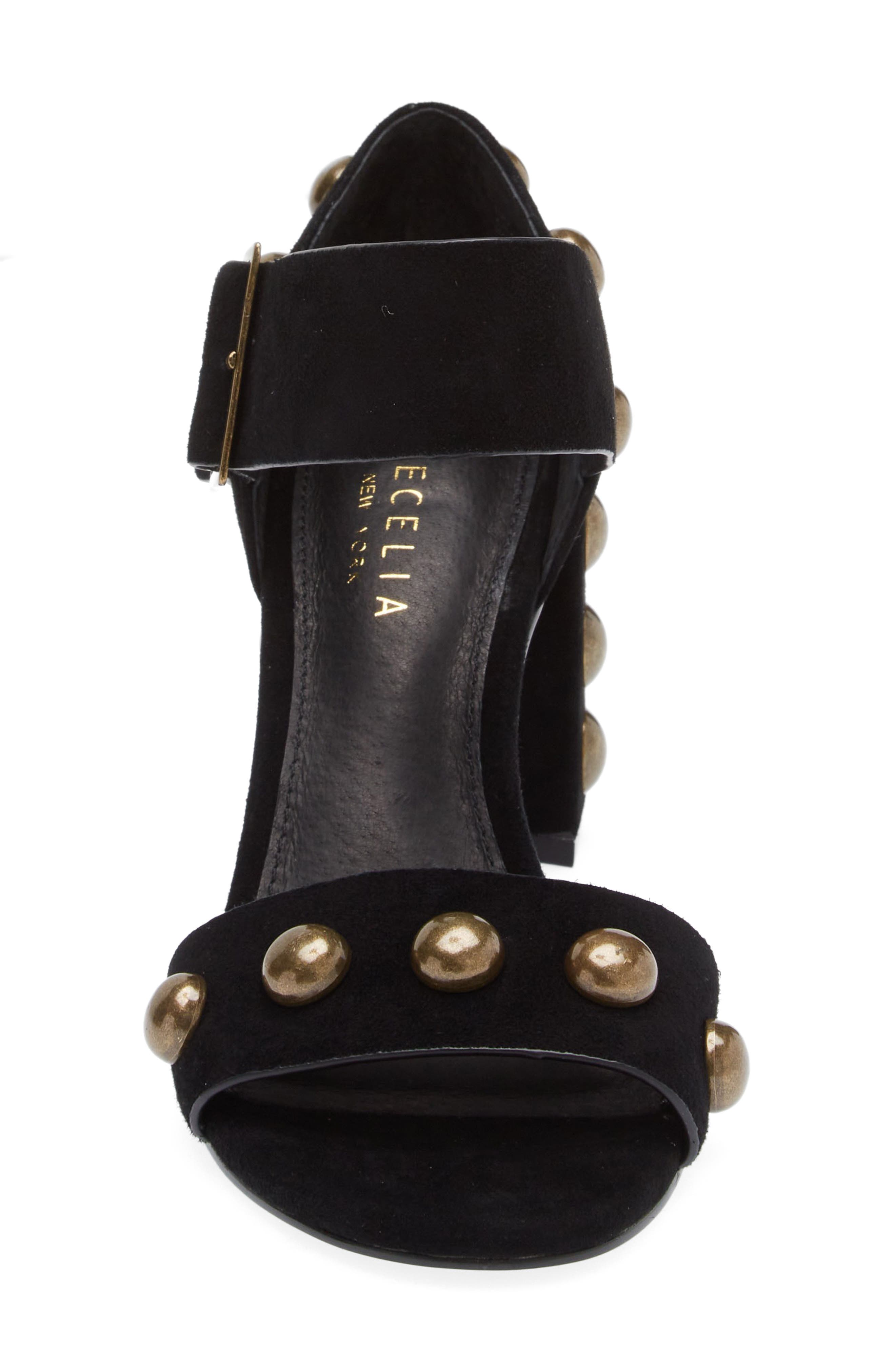 Cecelia New York Gail Stud Sandal, Alternate, color, Black Suede