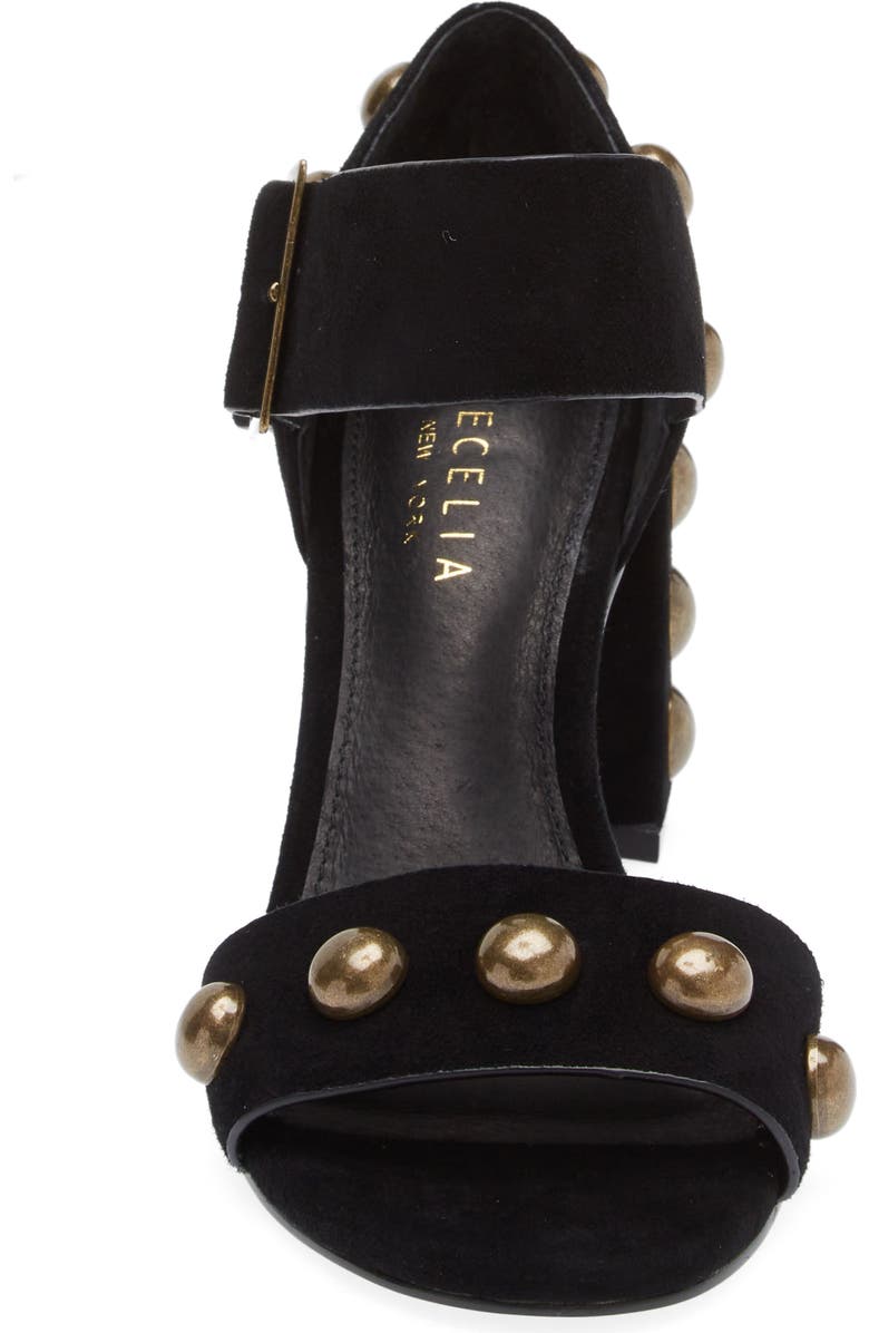 Cecelia New York Gail Stud Sandal, Alternate, color, Black Suede