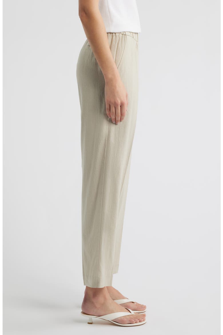High Waist Pull-On Straight Leg Linen Blend Pants, Alternate, color, LIGHT SANDSTONE
