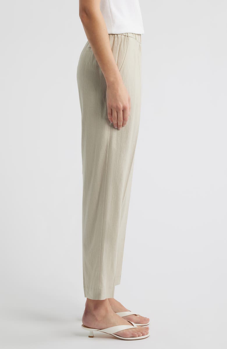 Anne Klein High Waist Pull-On Straight Leg Linen Blend Pants, Alternate, color, Light Sandstone