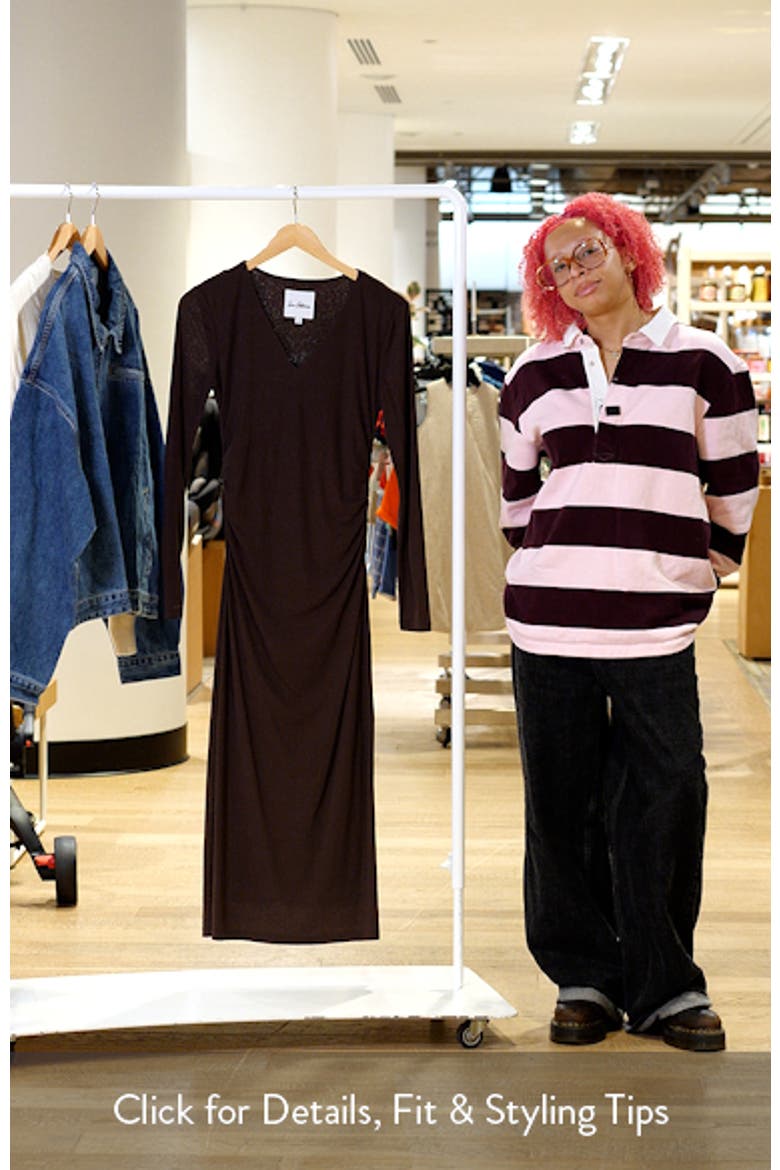 Side Ruched Long Sleeve Maxi Dress video