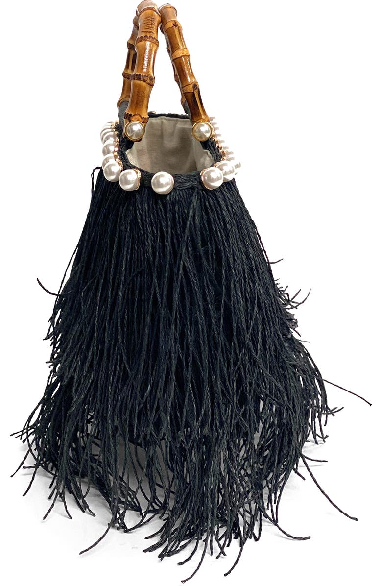 BTB Los Angeles Kiki Fringe Straw Clutch, Alternate, color,