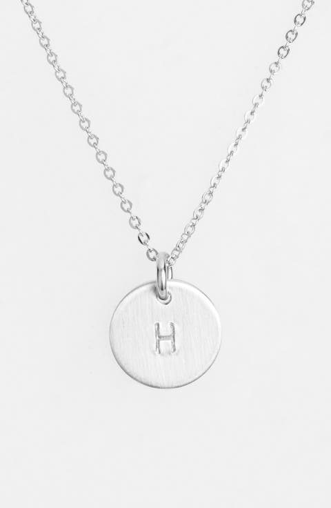 Sterling Silver Initial Mini Disc Necklace