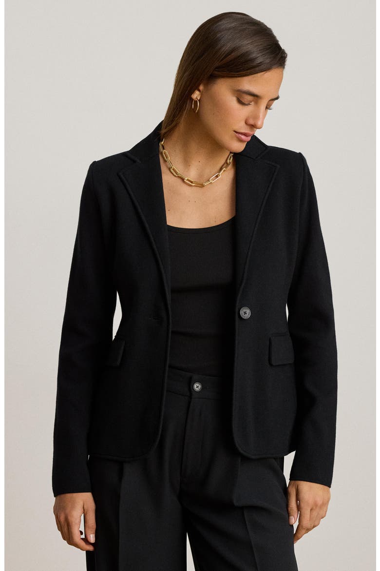 Jacquard Knit Blazer, Alternate, color, BLACK