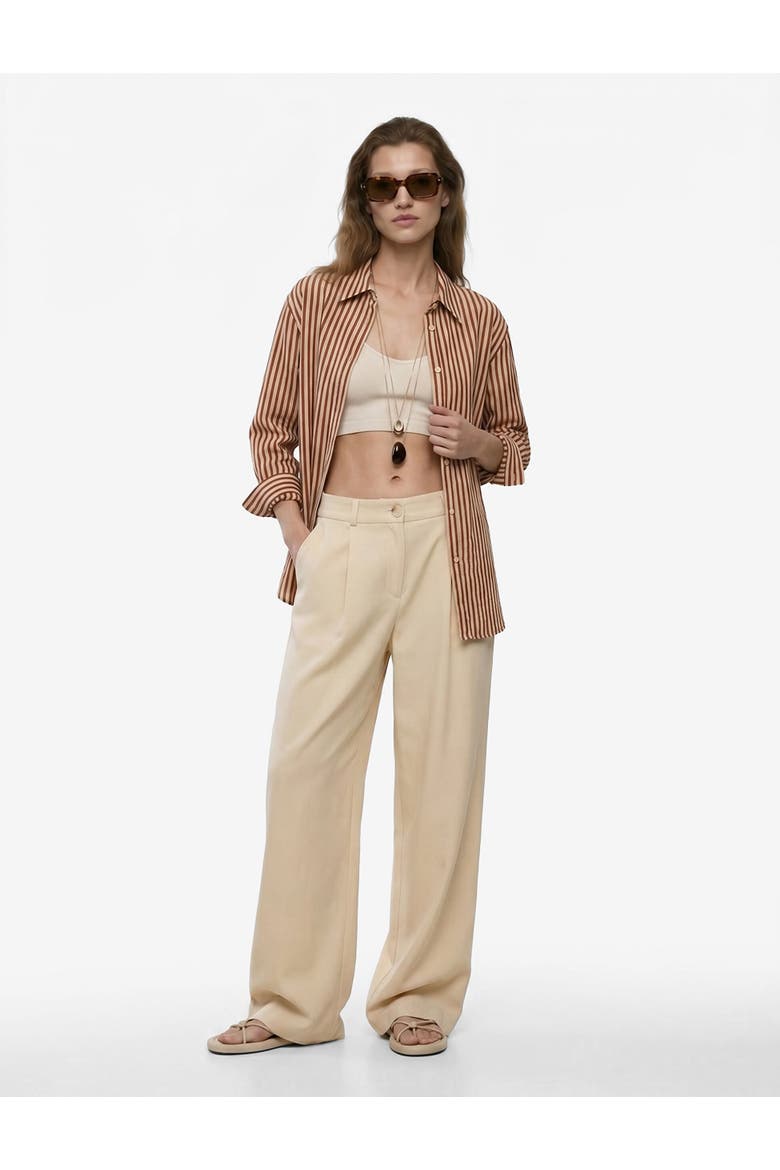 Long Sleeve Striped Shirt, Main, color, BROWN STRIPE