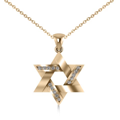 Diamond Star of David Pendant Necklace 14k (0.23ct)