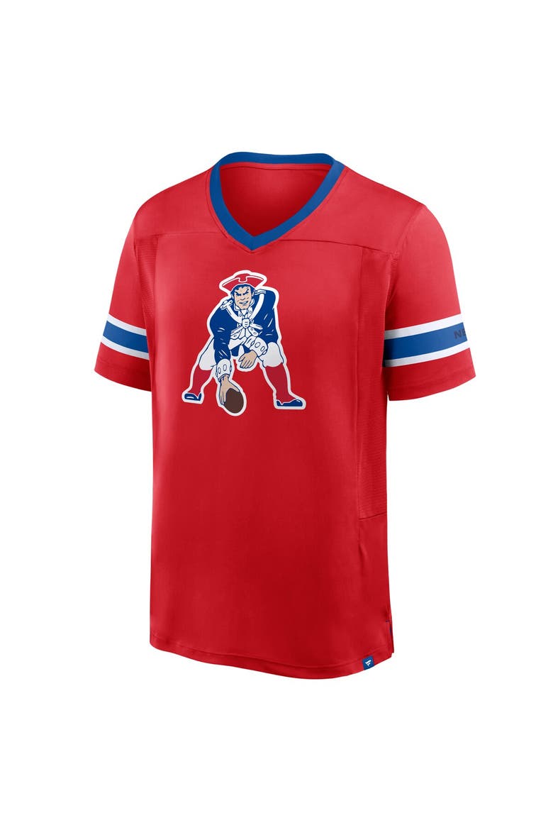 Men's Fanatics Red New England Patriots Hometown Premium Hashmark V-Neck T-Shirt, Alternate, color, Red