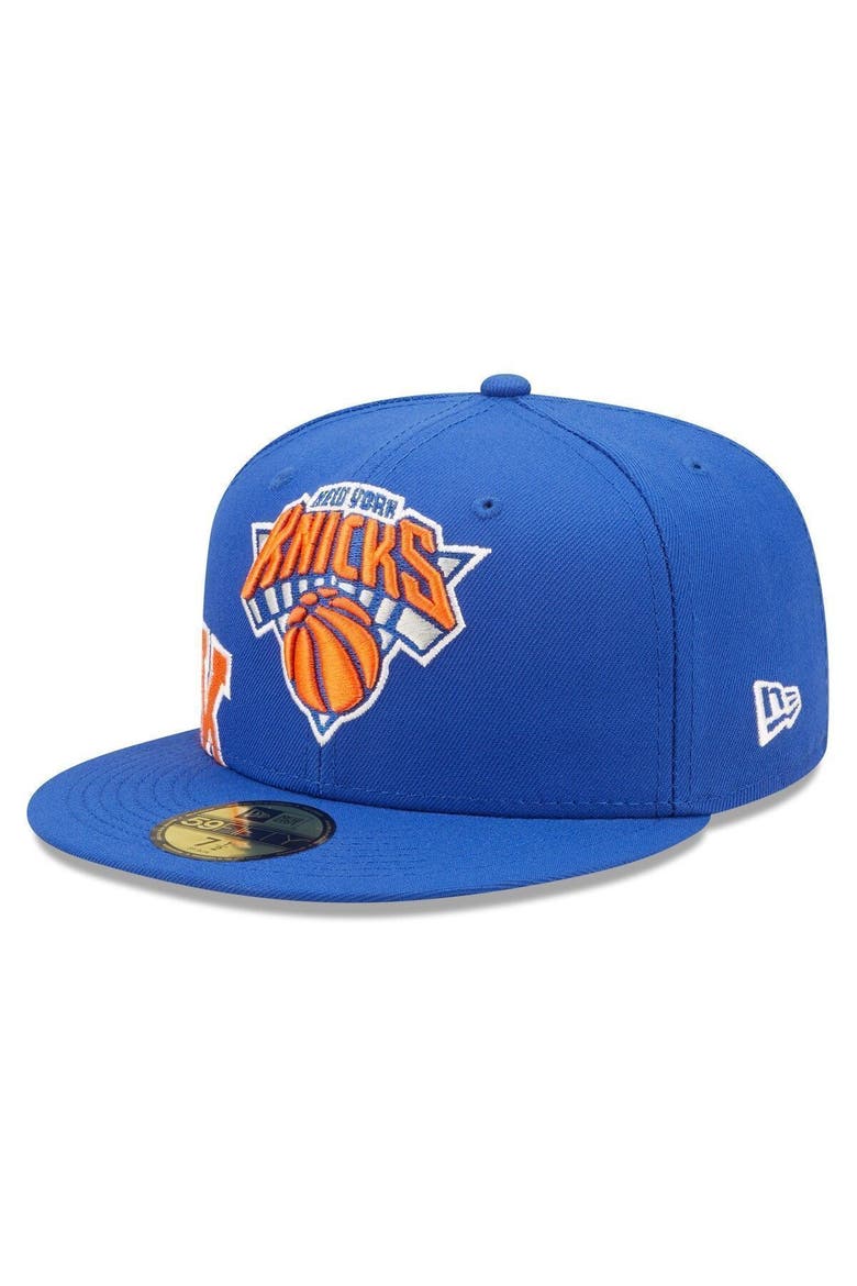 Men's New Era Blue New York Knicks Side Split 59FIFTY Fitted Hat, Alternate, color, Blue