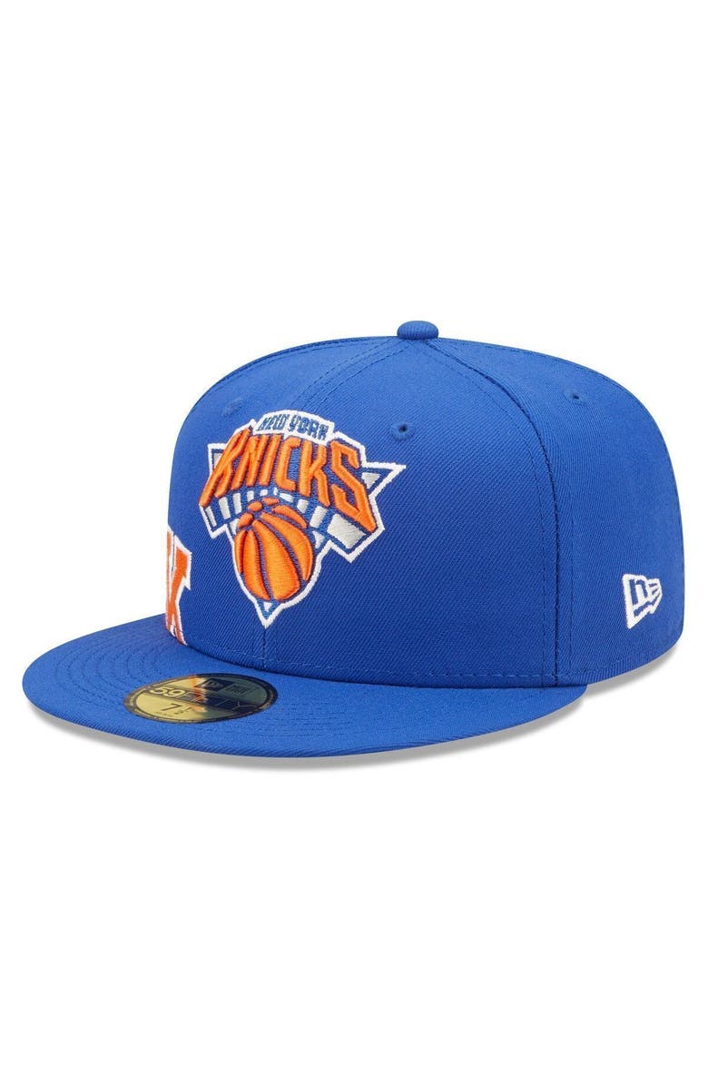 New Era Men's New Era Blue New York Knicks Side Split 59FIFTY Fitted Hat, Alternate, color,