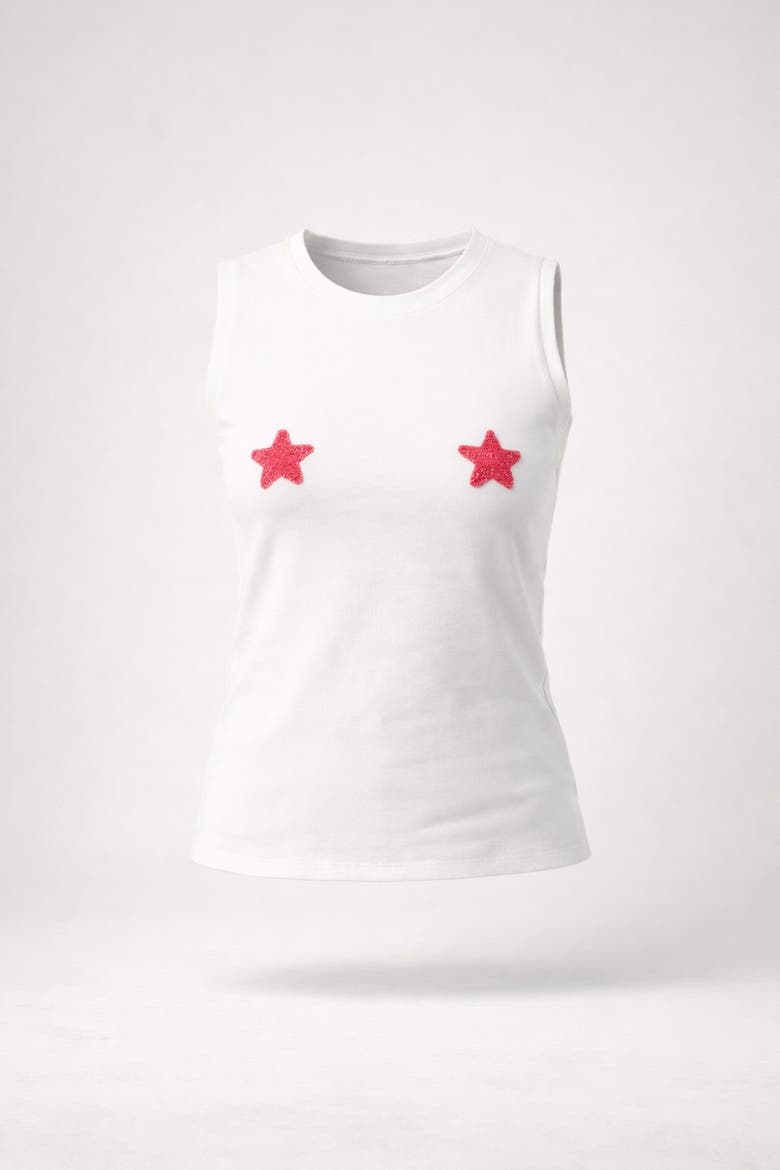 Dos Estrellas Organic Cotton Graphic Tank, Main, color, Blanco