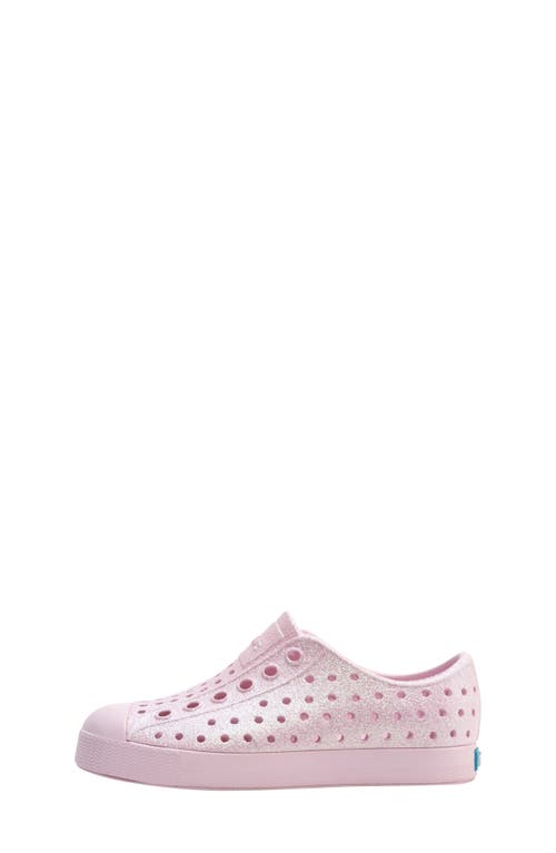 Native Shoes Kids' Jefferson Bling Glitter Slip-on Sneaker In Barely Pink Bling/barely Pink