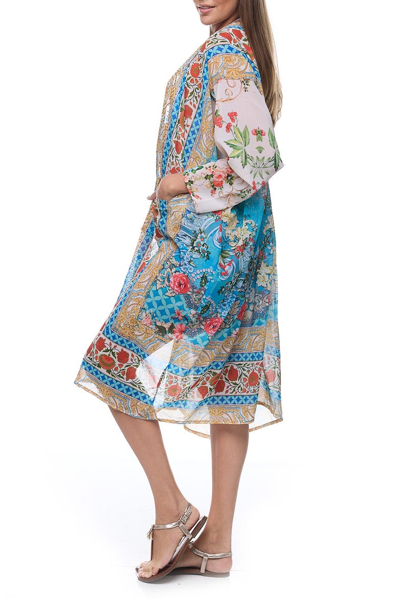 Floral Pocket Cover-Up Duster, Alternate, color, BLUE