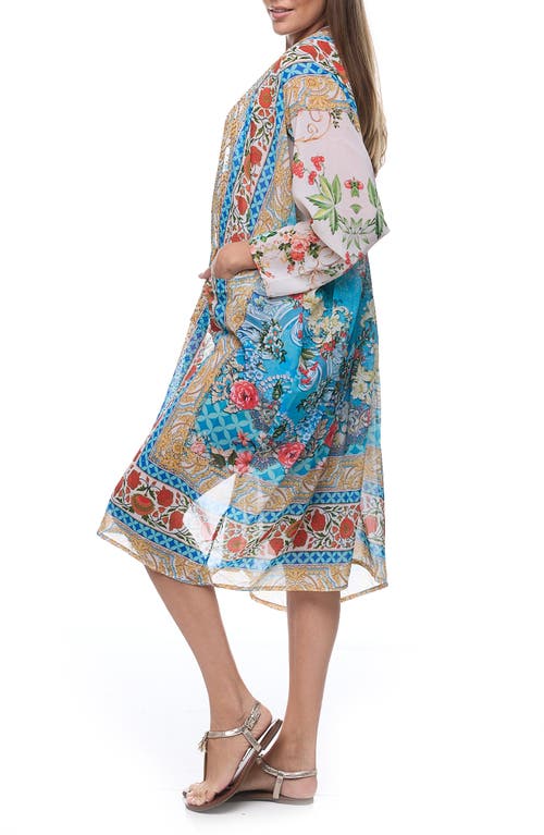 Ranee's Ranees Floral Pocket Cover-up Duster In Blue