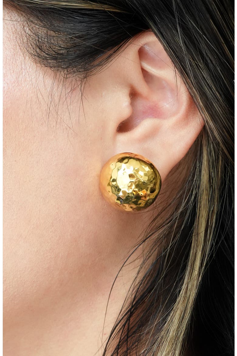 Hammered Button Stud Earrings, Alternate, color, GOLD