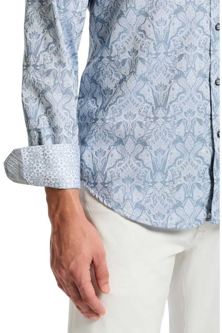 Highland Classic Fit Damask Cotton Button-Up Shirt, Alternate, color, SLATE BLUE