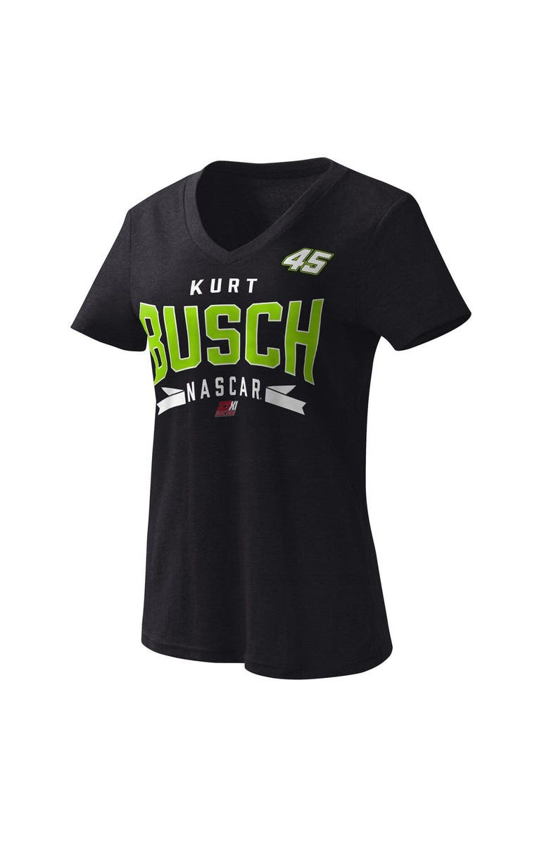 G-III 4HER BY CARL BANKS Women's G-III 4Her by Carl Banks Black Kurt Busch Dream Team V-Neck T-Shirt, Main, color, Black