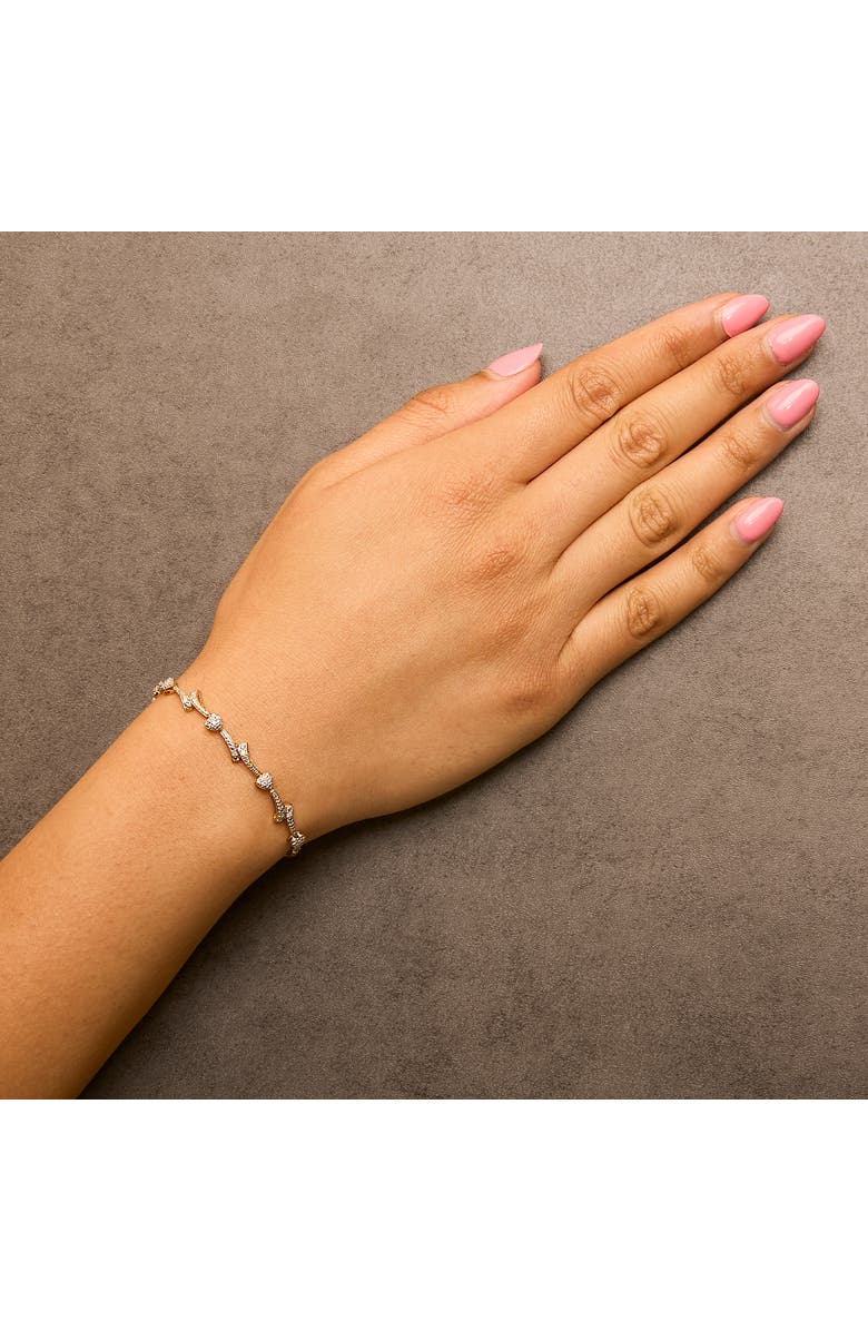 Haus of Brilliance Silver Diamond Accent Heart and Wave Link Bolo Bracelet, Alternate, color, Yellow Gold Over Silver